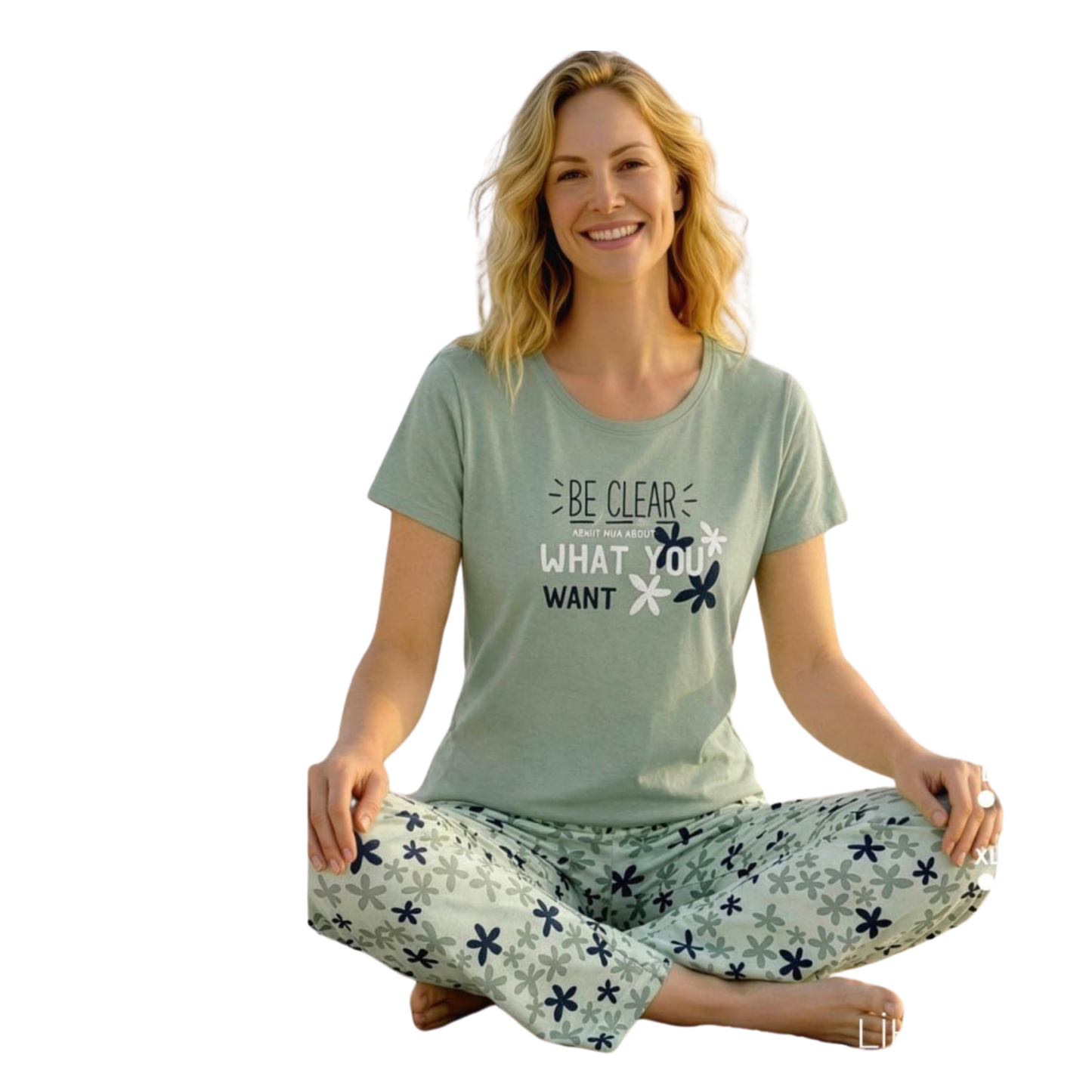 Be clear green Pant Cotton Women Pajamas