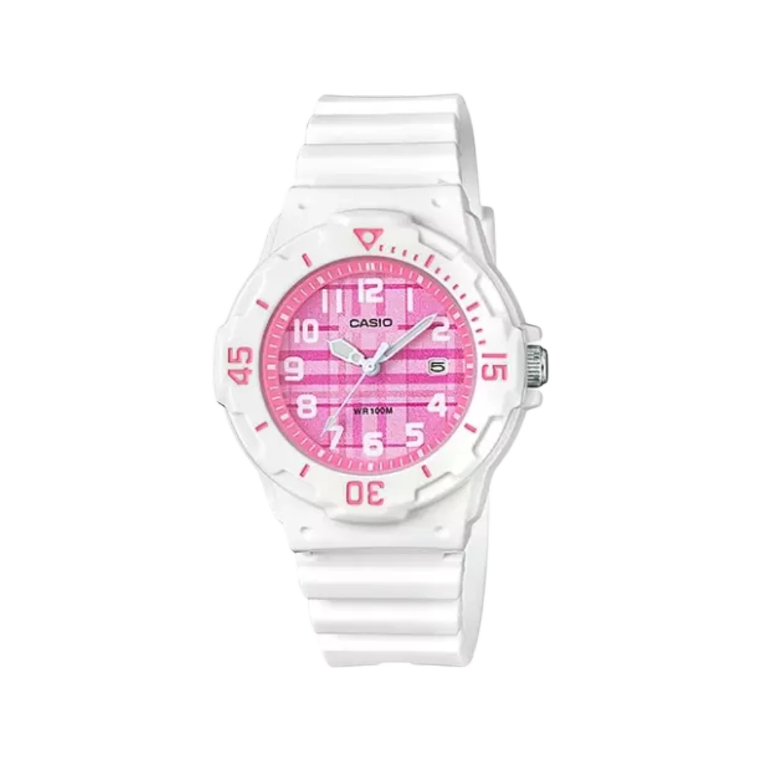 Casio Women's Quartz Analog Display Watch - White Resin Strap Pink