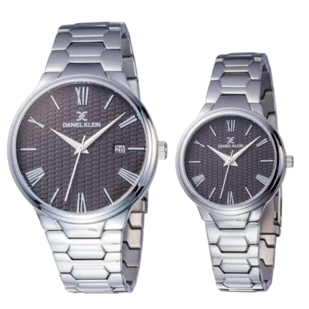 Daniel Klein Unisex Silver Couple Watches - 2 Sizes
