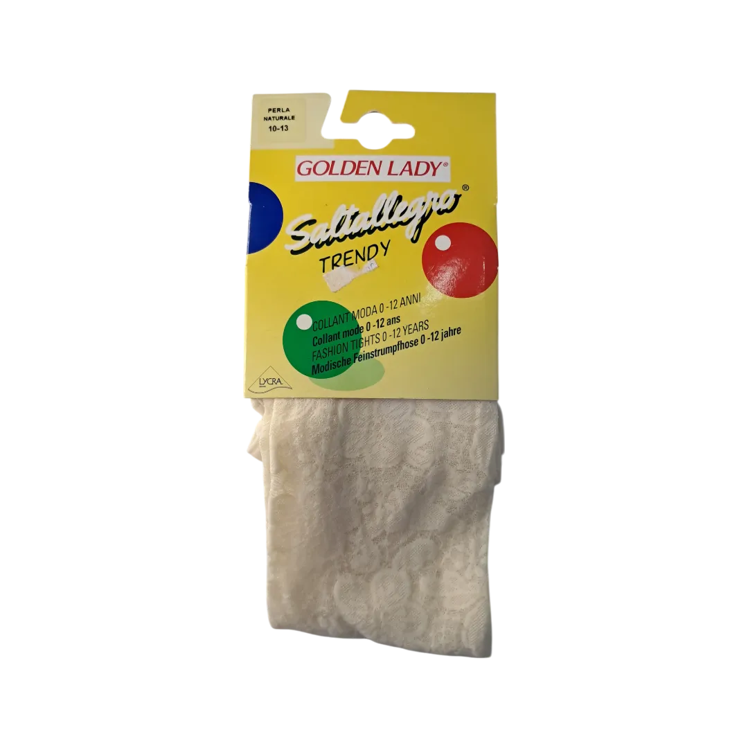 Golden Lady Saltallegro Tights For Girls - White Dentelle