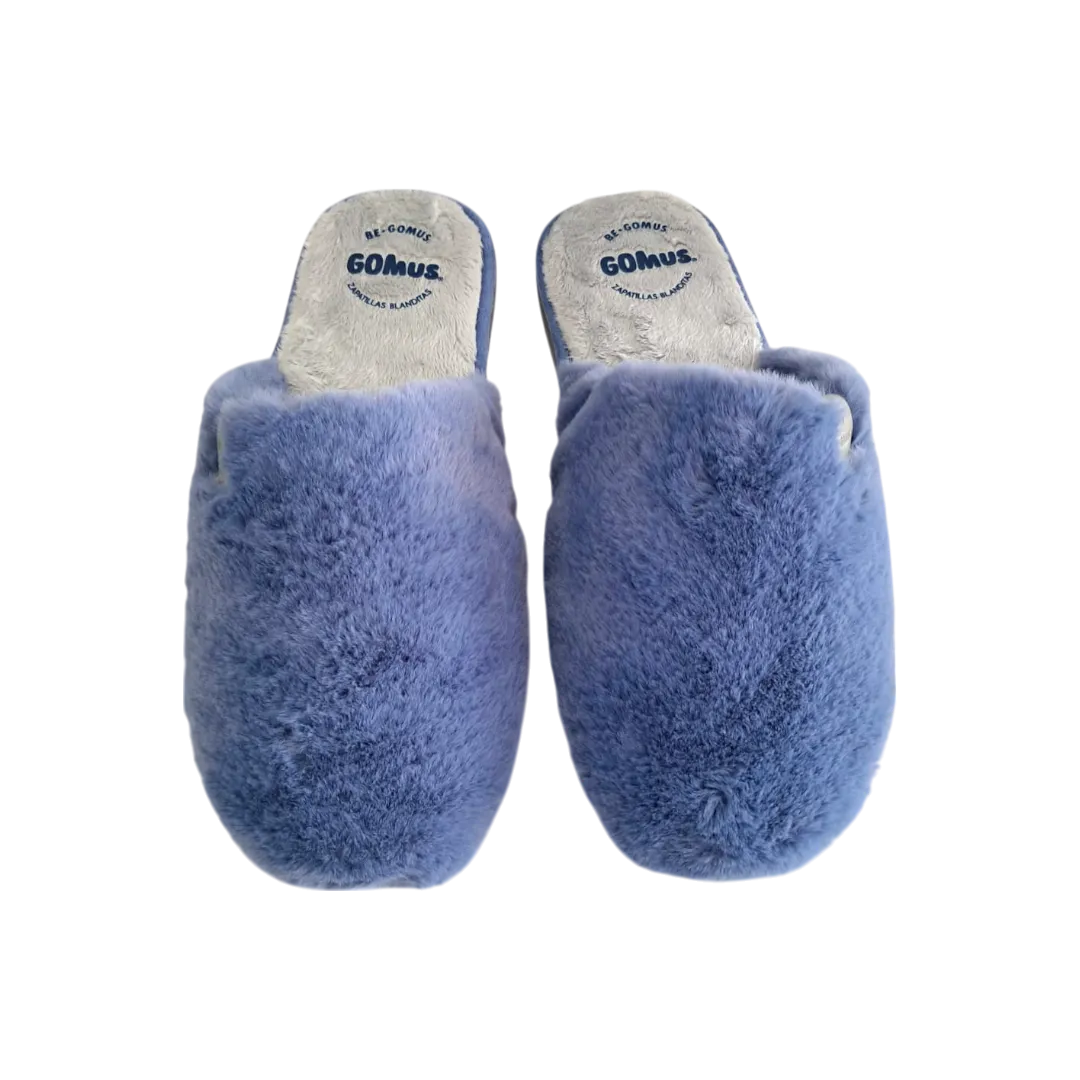 Gomus Warm Furry Slippers in Plain Blue