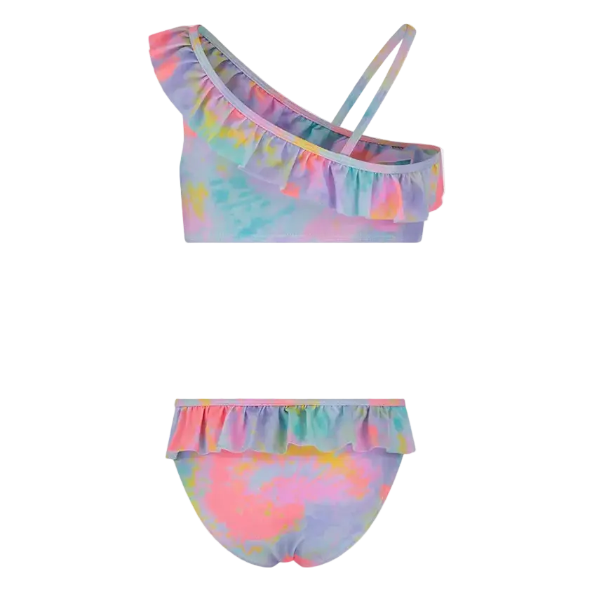Oil And Gaz Girls Multi Color Bikini Set - One-Shoulder Kids Beach Swimwear (2)