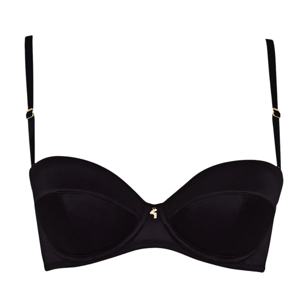 satin bra black