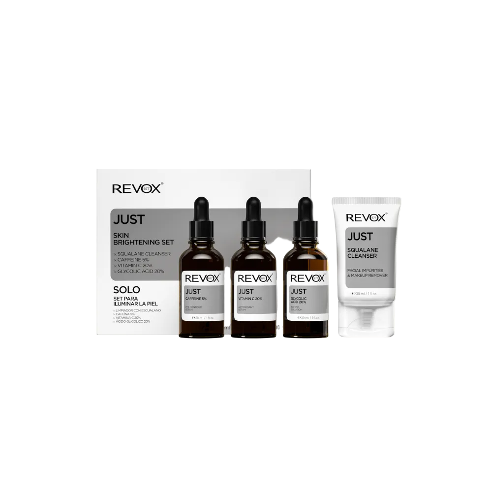 REVOX Skin Brightening Set X4 packaging and products