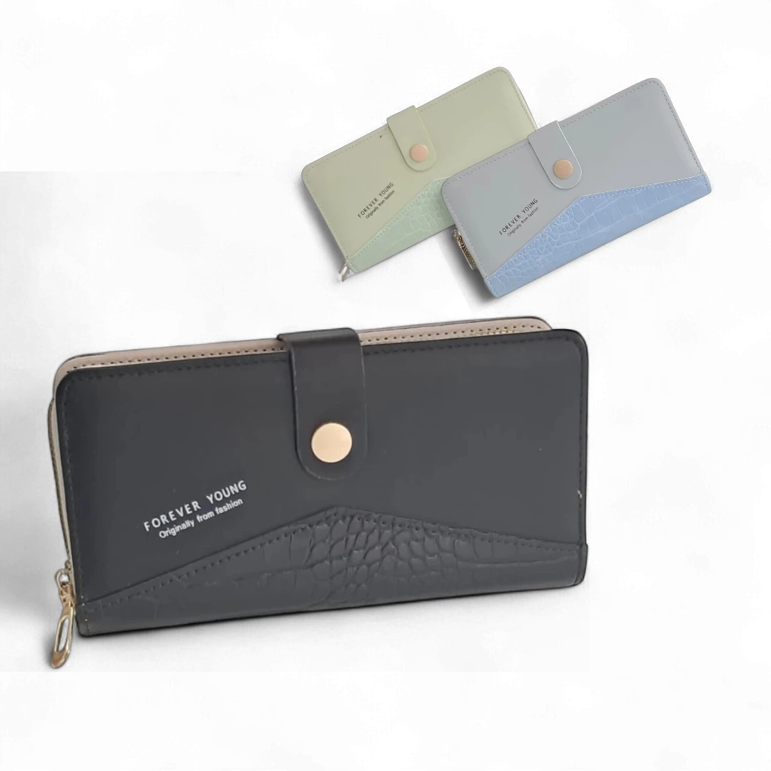 Tri-Tone Zipper Wallet