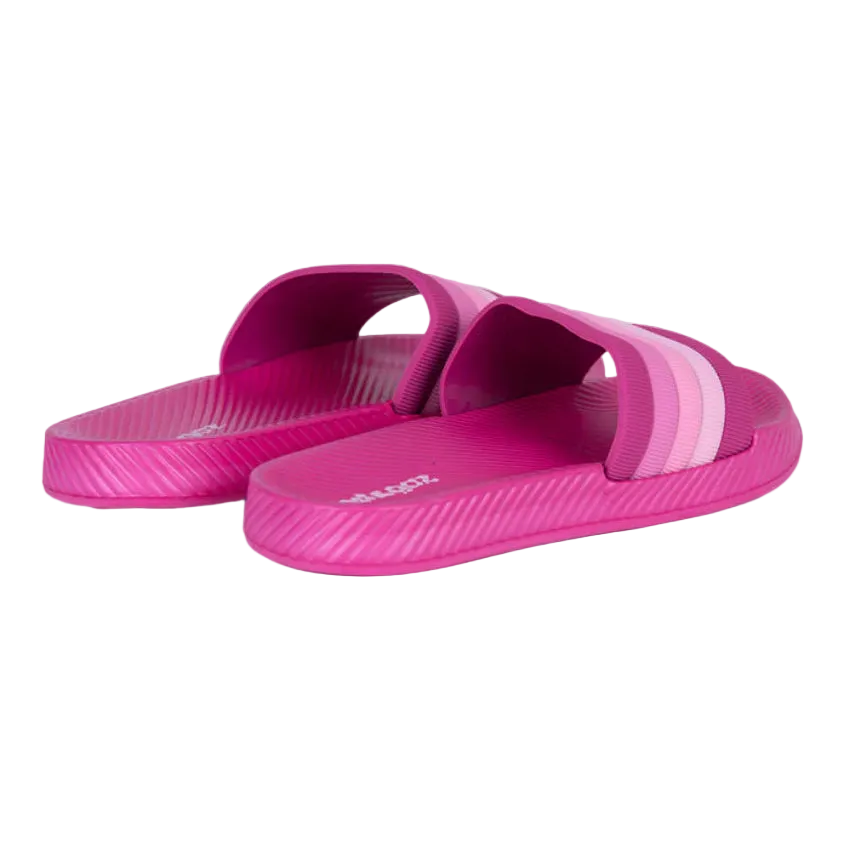 Pink slide sandals on a light gray background
