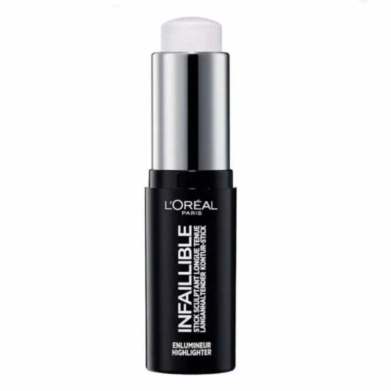 L'Oréal Paris Infallible Highlighter Stick 500 Frozen showing creamy radiant makeup product