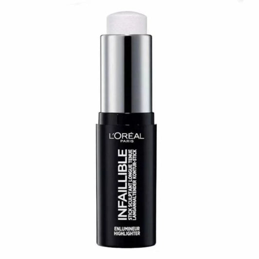 L'Oréal Paris Infallible Highlighter Stick 500 Frozen showing creamy radiant makeup product
