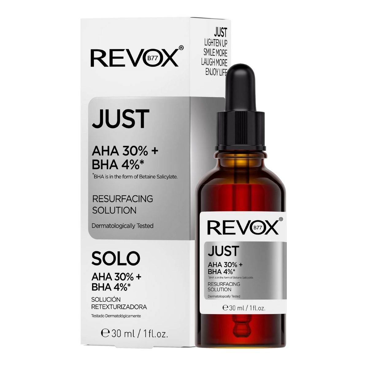 REVOX AHA 30% + BHA 4% exfoliating serum 30ml bottle