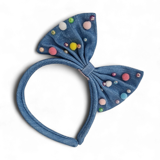 Denim Bow Headband
