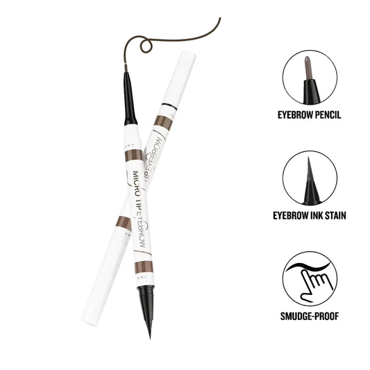 Eyebrow pencil with ink stain and smudge-proof features on a white background