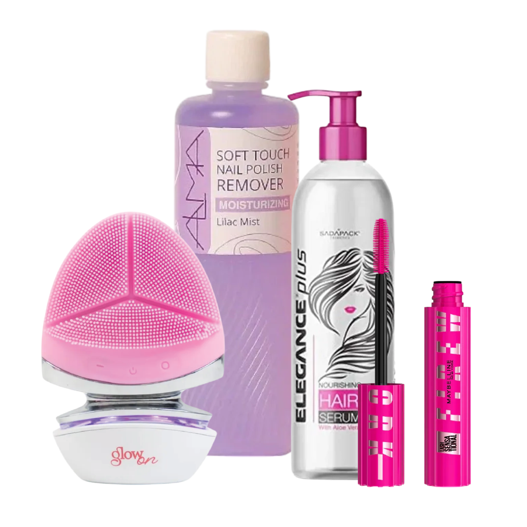 Facial, Lash, Nail & Hair Care Set Bundle - 4 Pcs