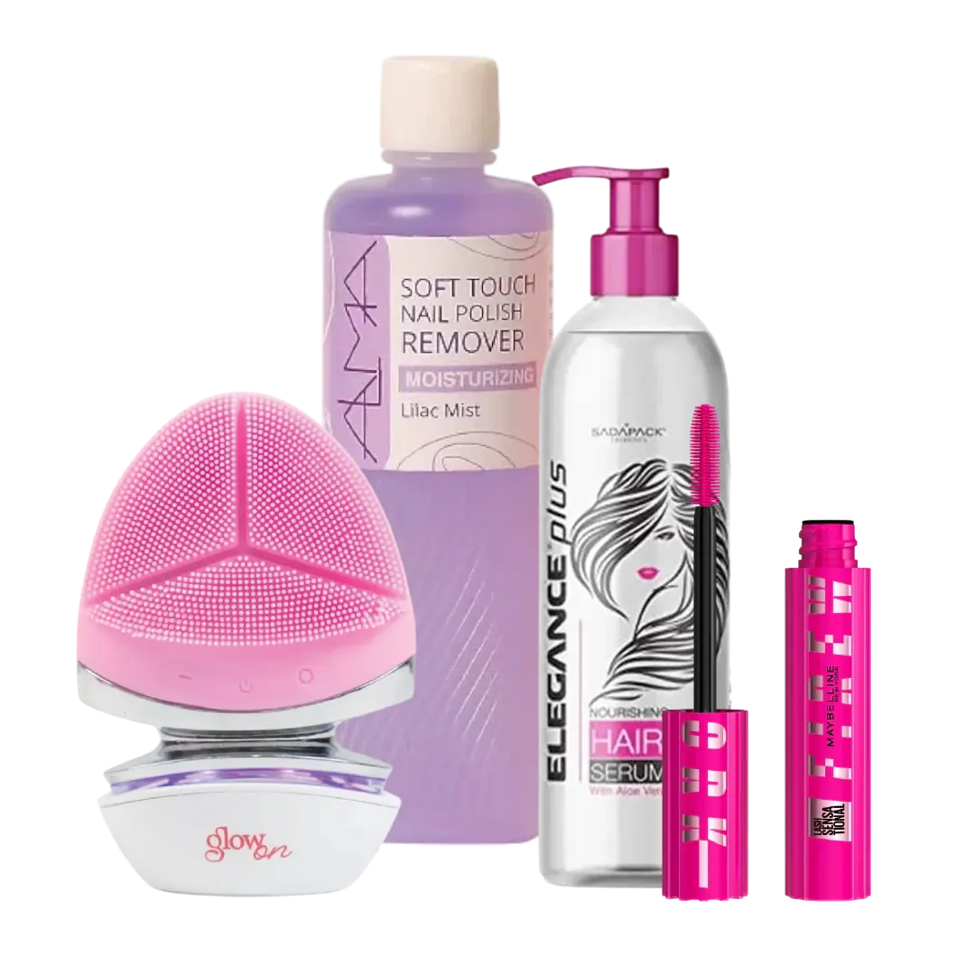 Facial, Lash, Nail & Hair Care Set Bundle - 4 Pcs