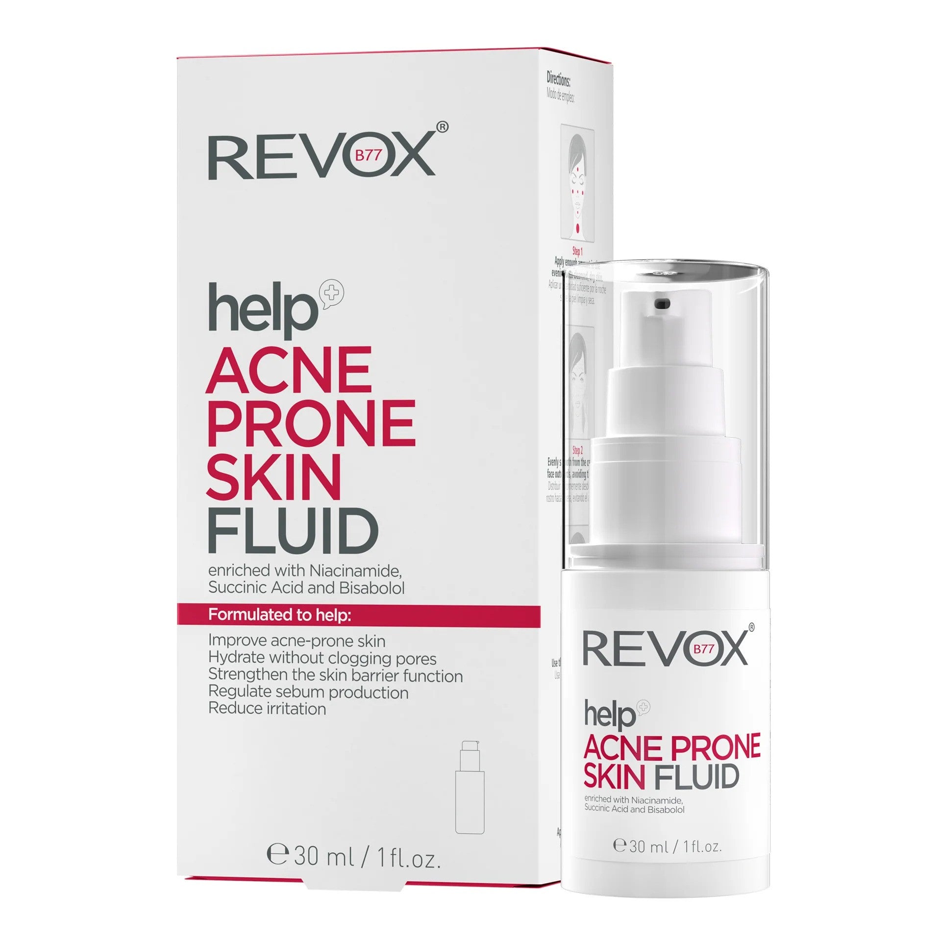REVOX Help Acne Prone Skin Fluid 30ml bottle