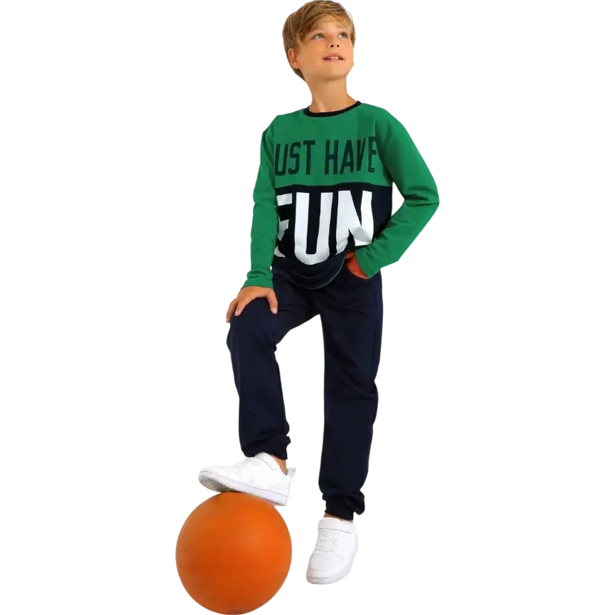 Just Have Fun Sport Chic Long Sleeve Survetmet Set For Kids