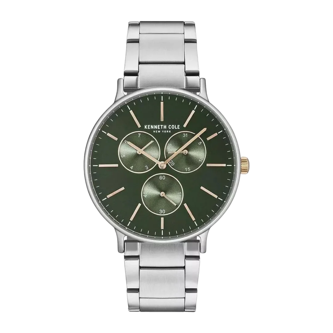 Kenneth Cole Houston Watch For Men - Silver & Army Green