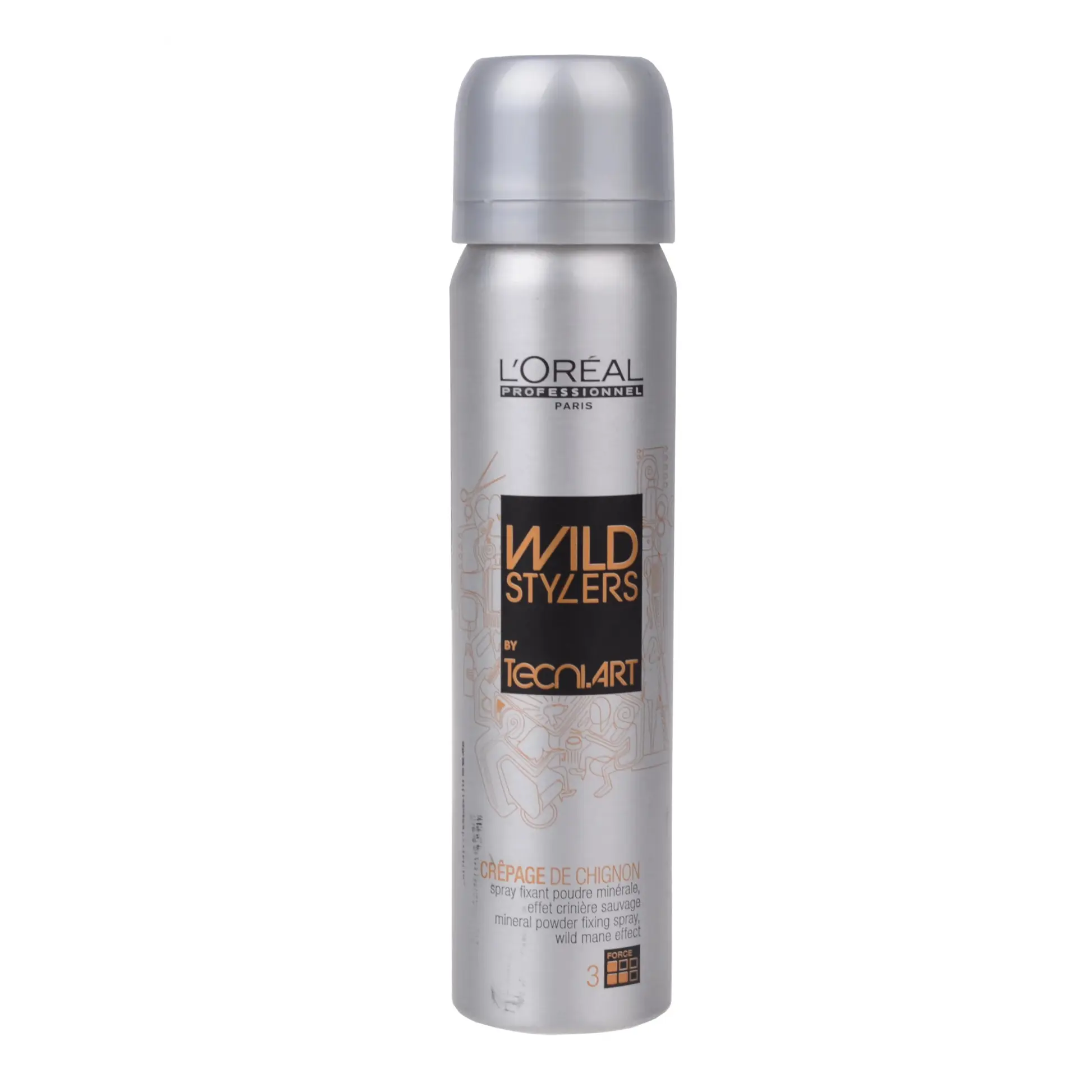 L'Oréal Professionnel Tecni.Art Wild Stylers Crêpage de Chignon Mineral Powder Fixing Spray Force 3 volumizing texture spray for instant root lift and matte finish.