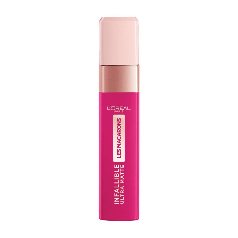 L'Oréal Macarons Liquid Lipstick shade 838 Beryche packaging and color swatch