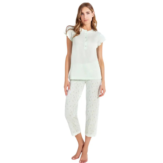 Mint Green Women's Pajama Set - Italian Lightweight Cotton