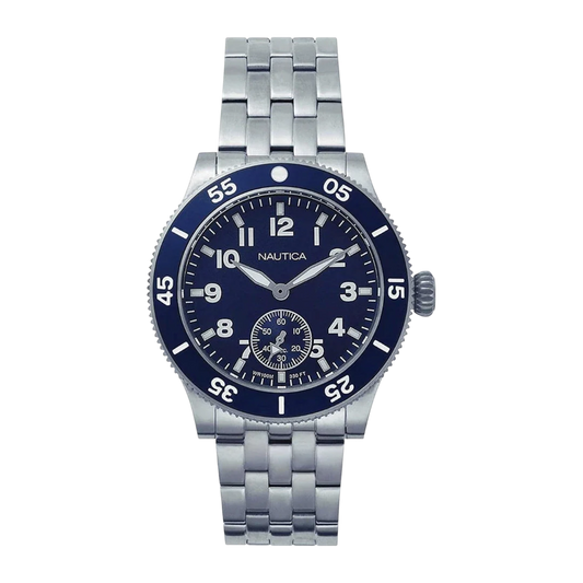 Nautica Dress Watch For Men - Silver & Navy