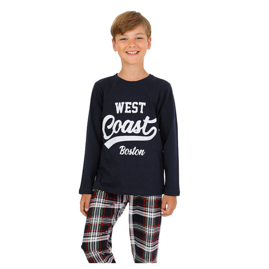 Boys' Long Sleeve 100% Cotton Pajama – Soft, Breathable &amp; Comfy
