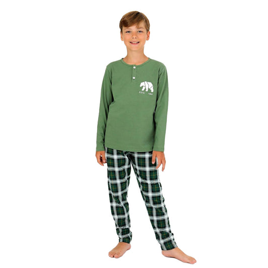 premium long sleeve pyjama - 100% cotton (green)