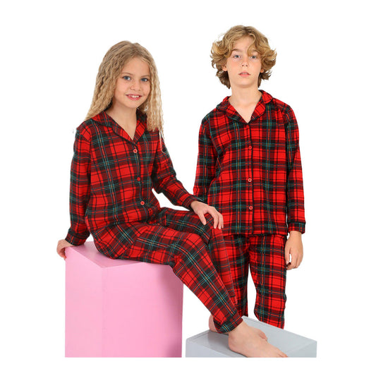 Checked unisex long sleeve pajama set
