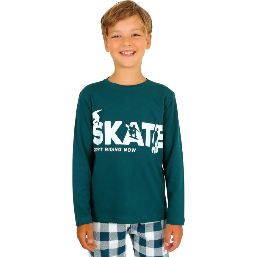 Star Skate Long Sleeve 100% Cotton Pajama Set For Kids