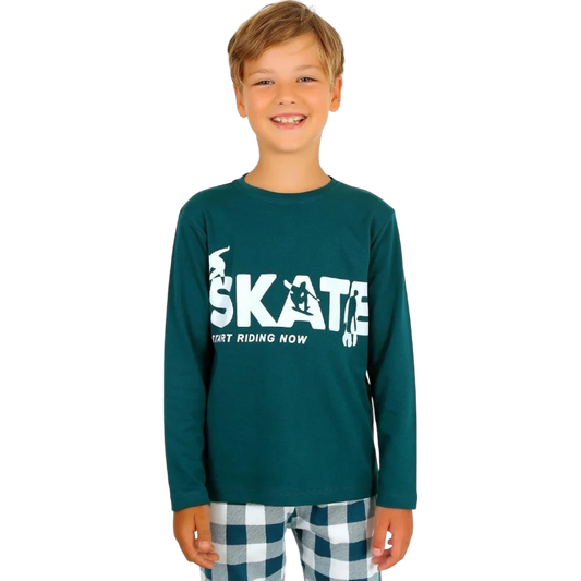 Star Skate Long Sleeve 100% Cotton Pajama Set For Kids