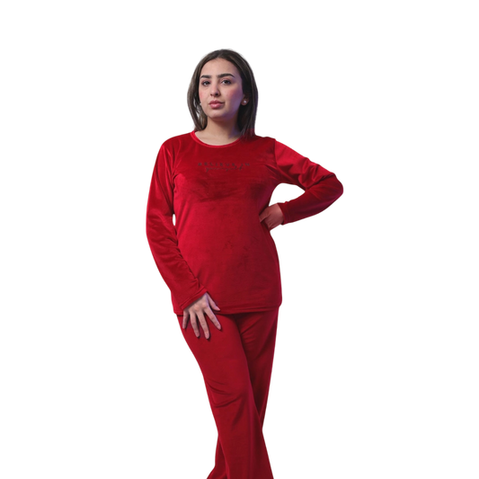 Stunning Red Velour Pajama For Women