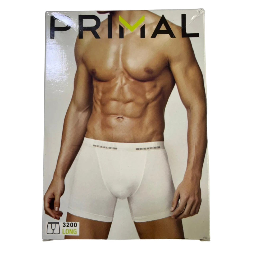 Primal 3200 Long Men's Boxer White 100% Cotton Italian Underwear