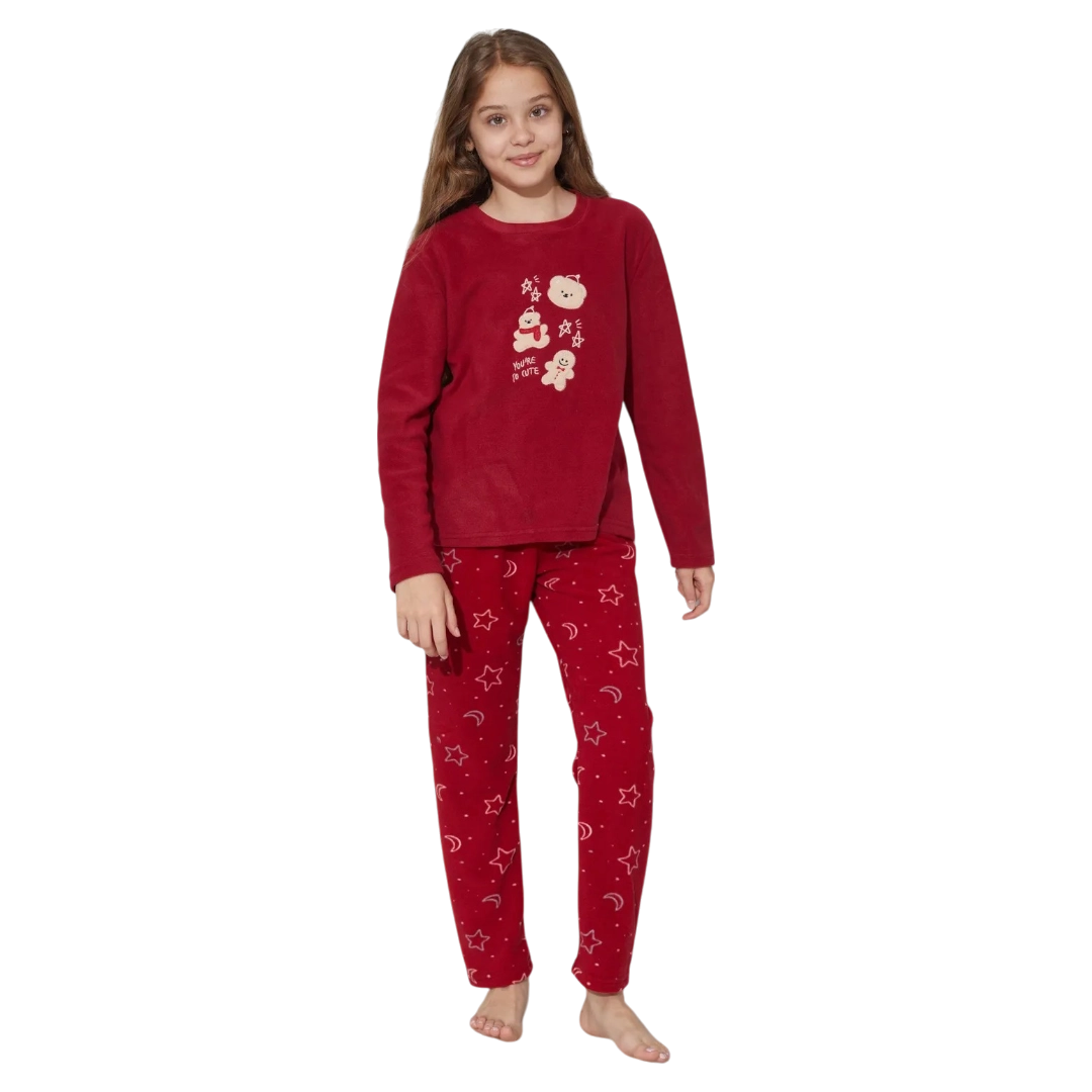 Warm Dark Red Winter Pajama For Kids