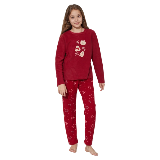 Warm Dark Red Winter Pajama For Kids