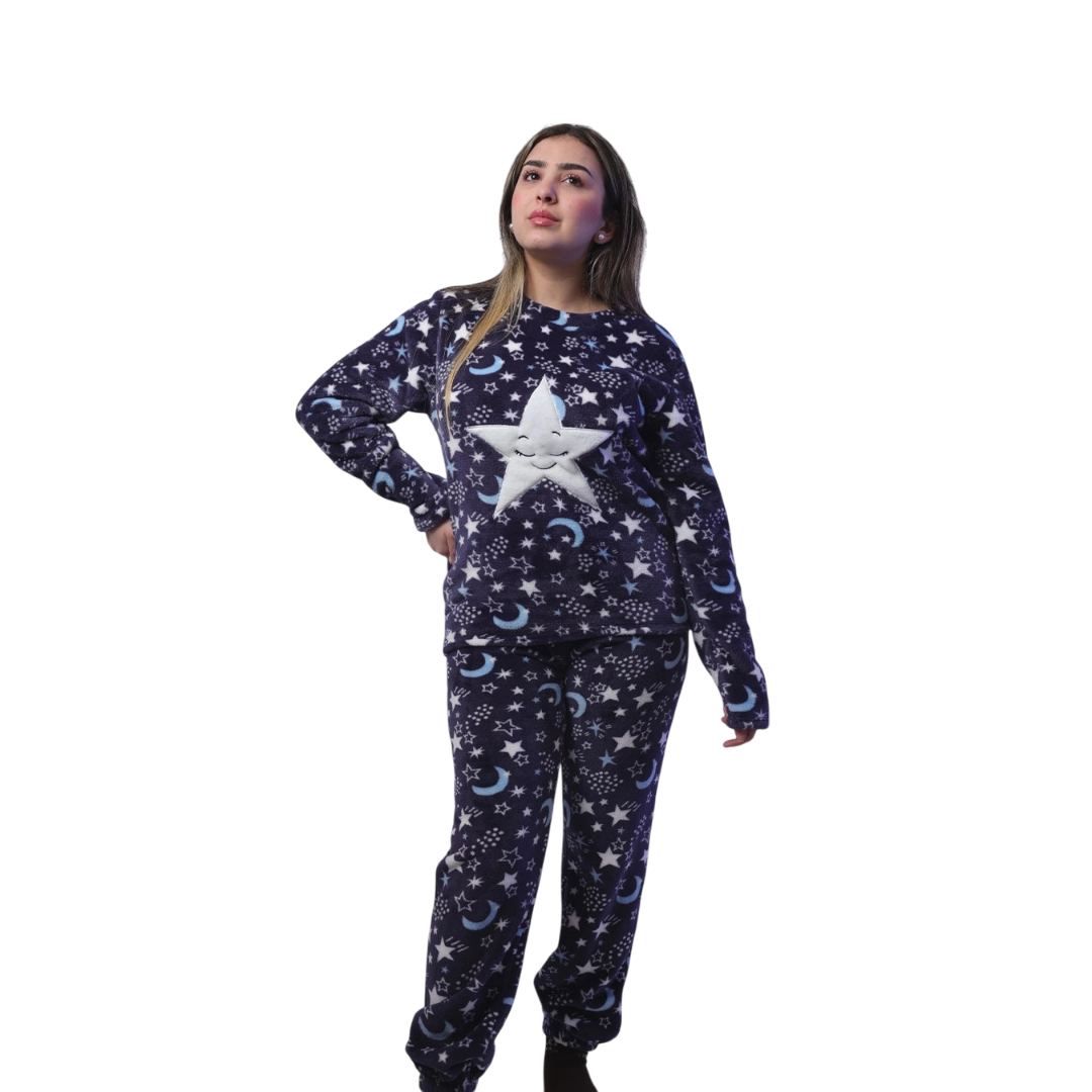 Warm Winter Star Printed Pajama For Women