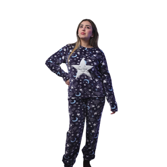 Warm Winter Star Printed Pajama For Women