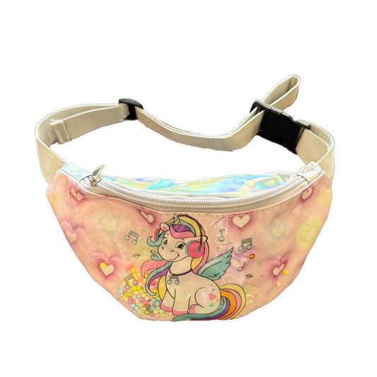 Fanny pack with a unicorn design on a white background