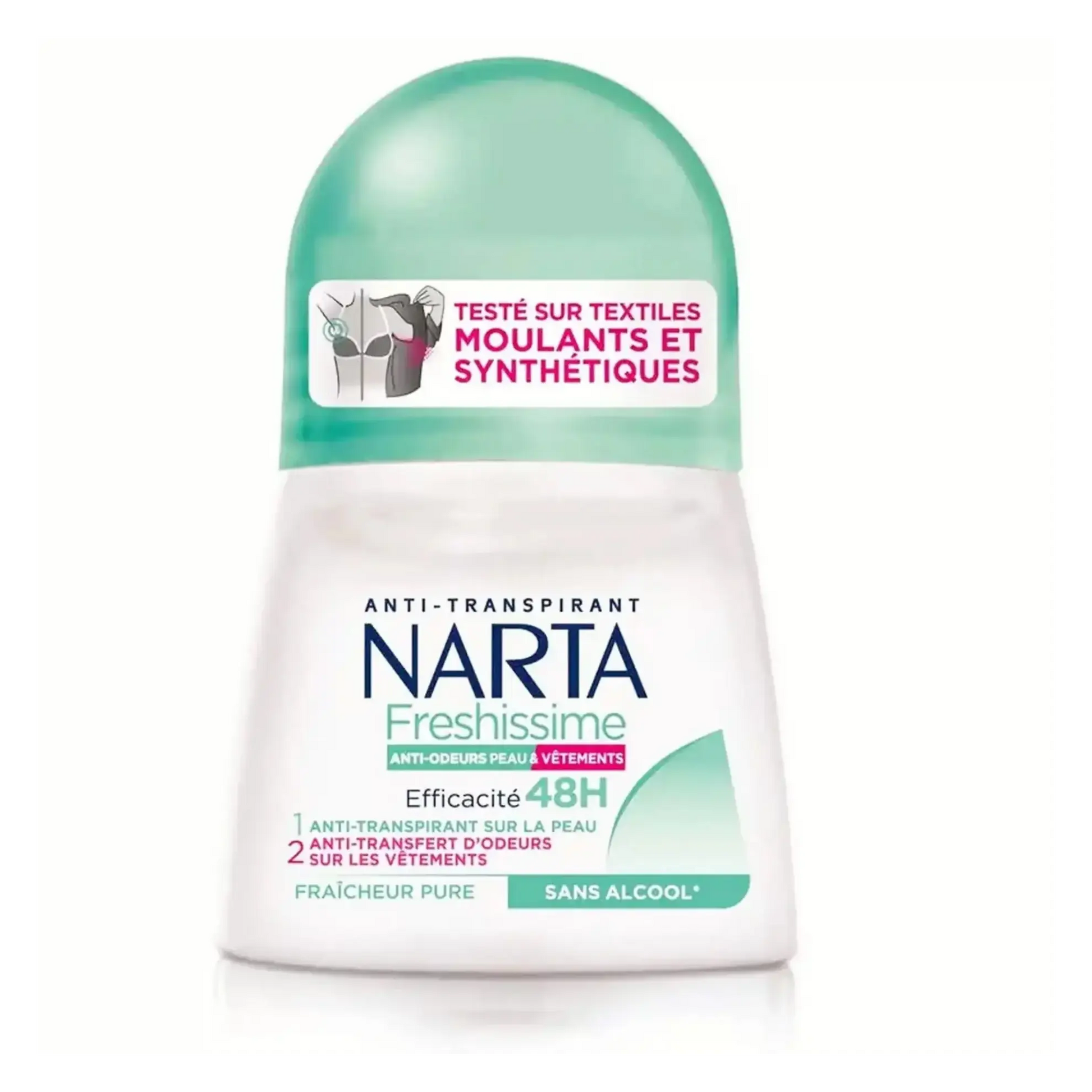 Narta Freshissime 48H Roll-On Anti-Perspirant Deodorant 50ml Pure Freshness Alcohol-Free on White Background