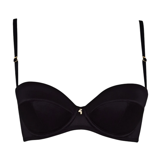 satin bra black