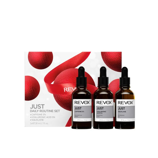 Revox Daily Routine Red Set skincare kit with three products