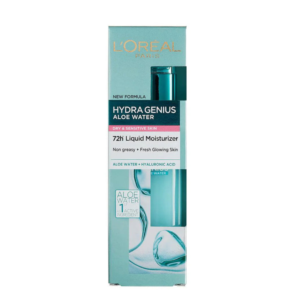 L'Oréal Paris Hydra Genius Aloe Water Liquid Moisturizer 70ml with Aloe Water and Hyaluronic Acid for Long-Lasting Hydration sensitive skin