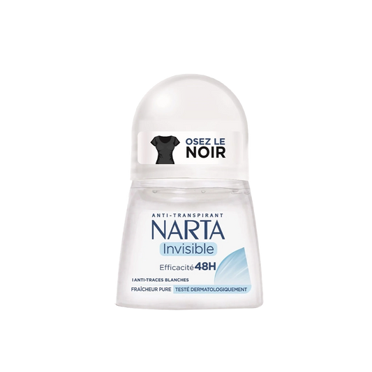 Narta Invisible 48H Roll-On Anti-Perspirant Deodorant 50ml with No White Marks Protection on White Background