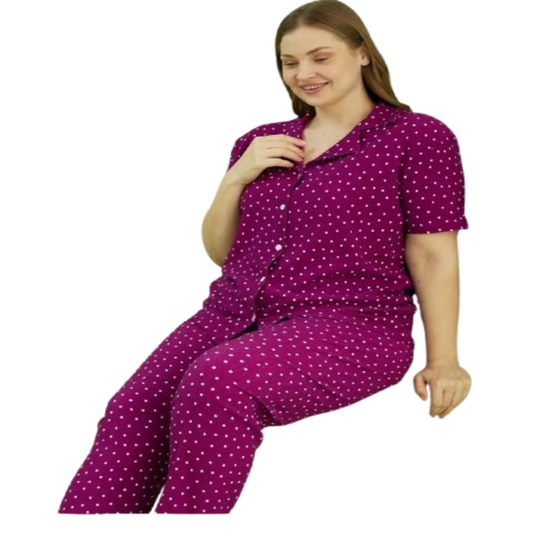 purple polka dot plus size pajama 