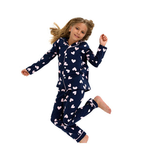 Long sleeve girl navy & heart pink Pajama